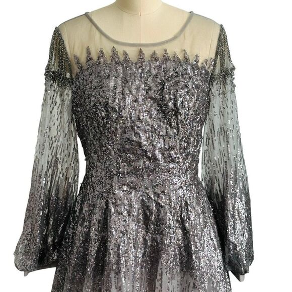 Mac Duggal 20307 Jewel Encrusted Long Sleeve A-Line Gown| Size 10 - Picture 6 of 15